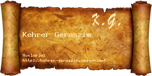 Kehrer Geraszim névjegykártya